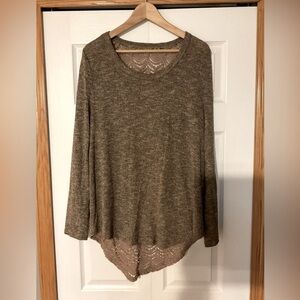Brown Sweater with Crochet Back Size Large